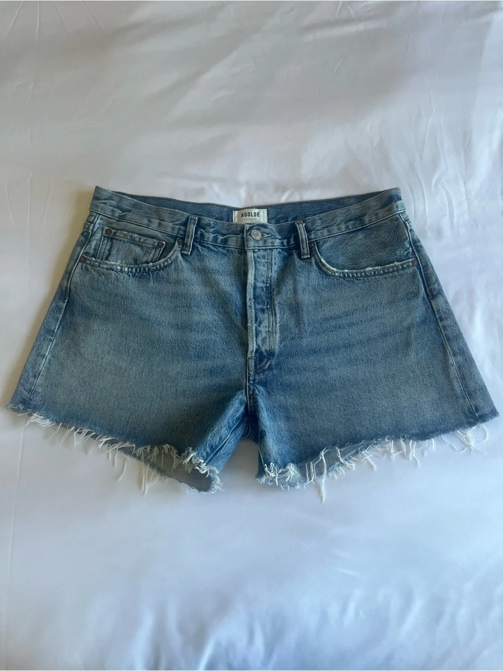AGOLDE Parker Long Cutoff Denim Shorts Wheel Size 32